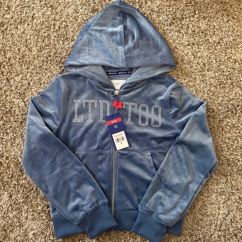 Limited Too Blue Hoodie with Rhinestone Logo